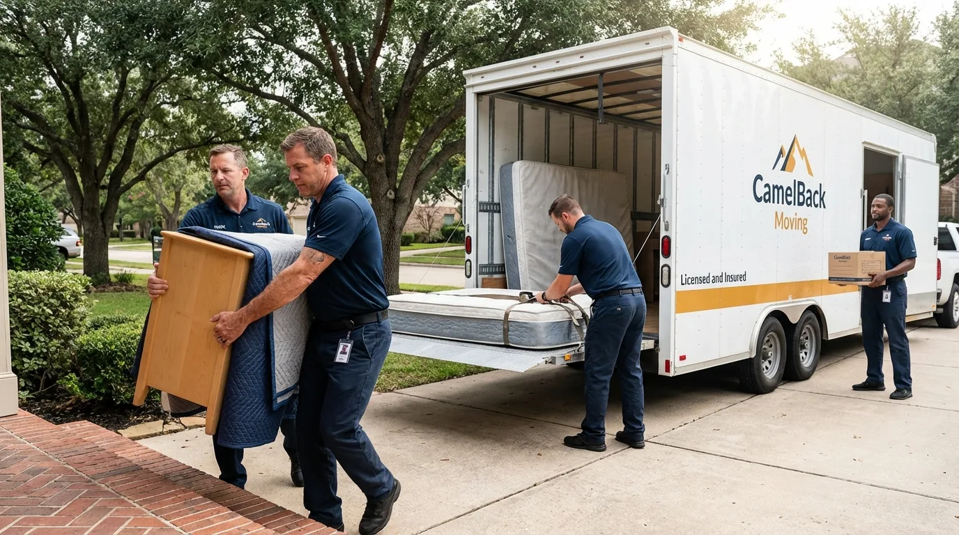 Crew loading residential truck for cross-state move from Bronxville, NY